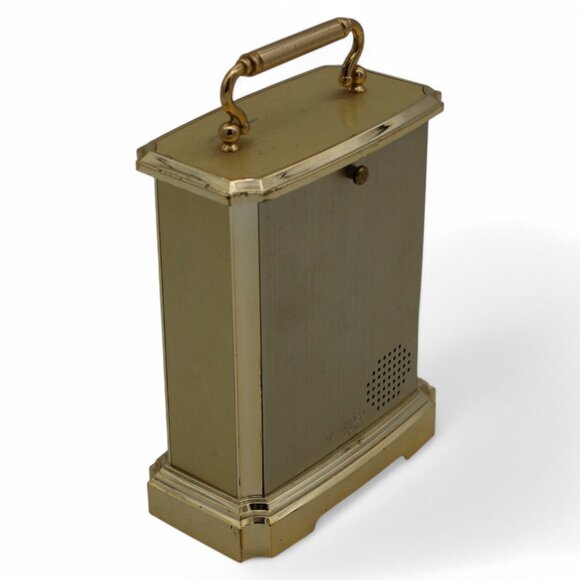 Vintage Bulova Westminster Melody Gold-Tone Mantel Clock Quartz With Handle - Picture 4 of 7